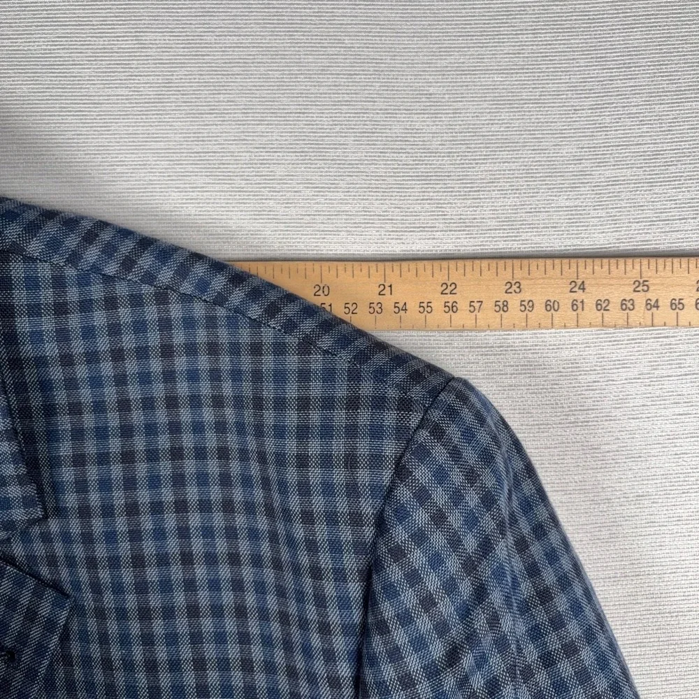 Oak Hill Blazer Mens Size 3XL 54/56 Blue Check Polyester Rayon Double Vented